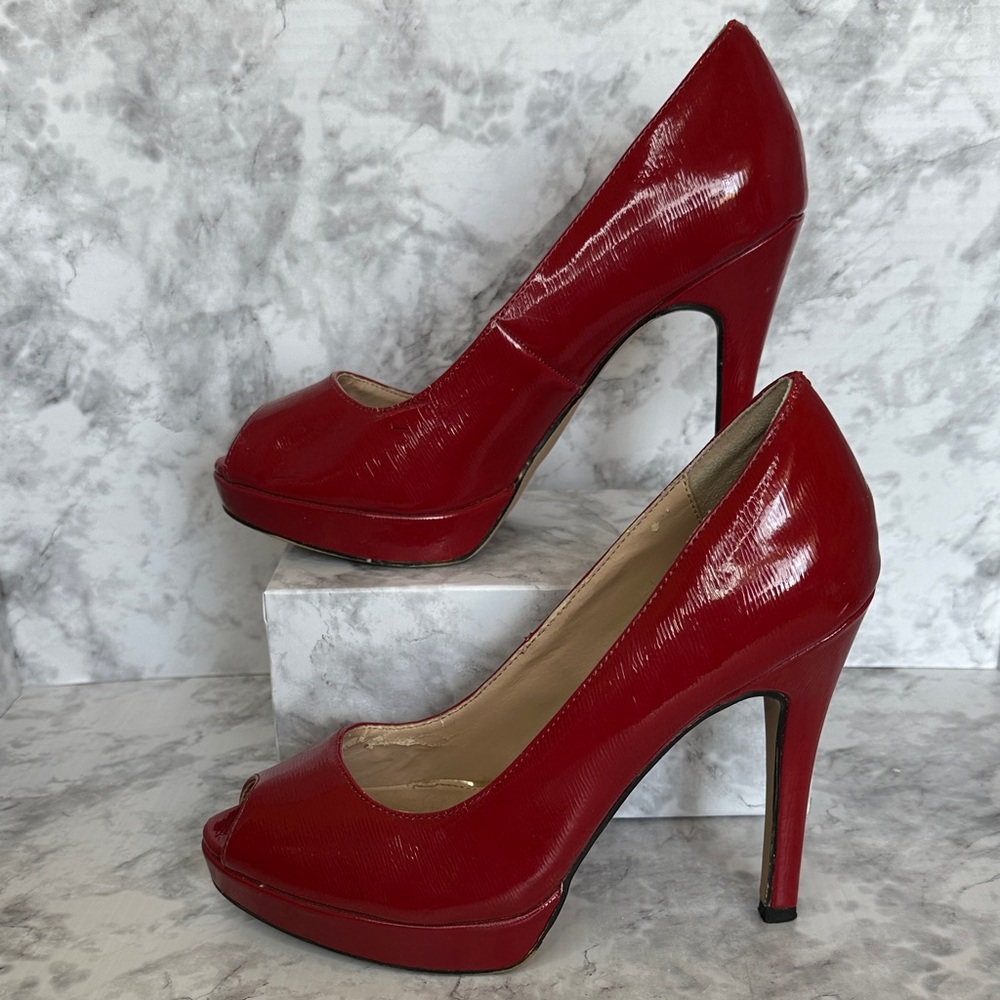 Michaels Bold Red Peep-Toe Heels Women’s 9